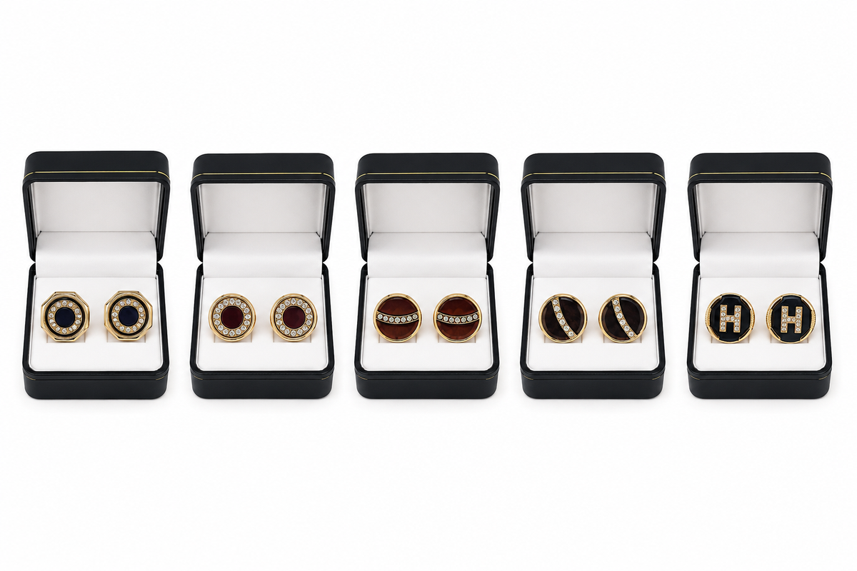 Pack of 5decambarage cufflink high quality fancy stone