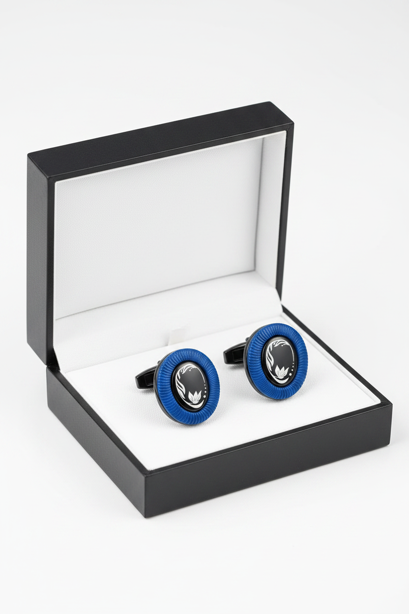 Cufflink steelnesssteel black and blue
