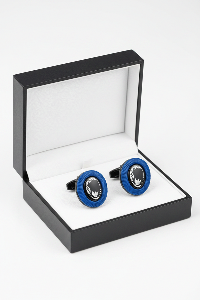 Cufflink steelnesssteel black and blue