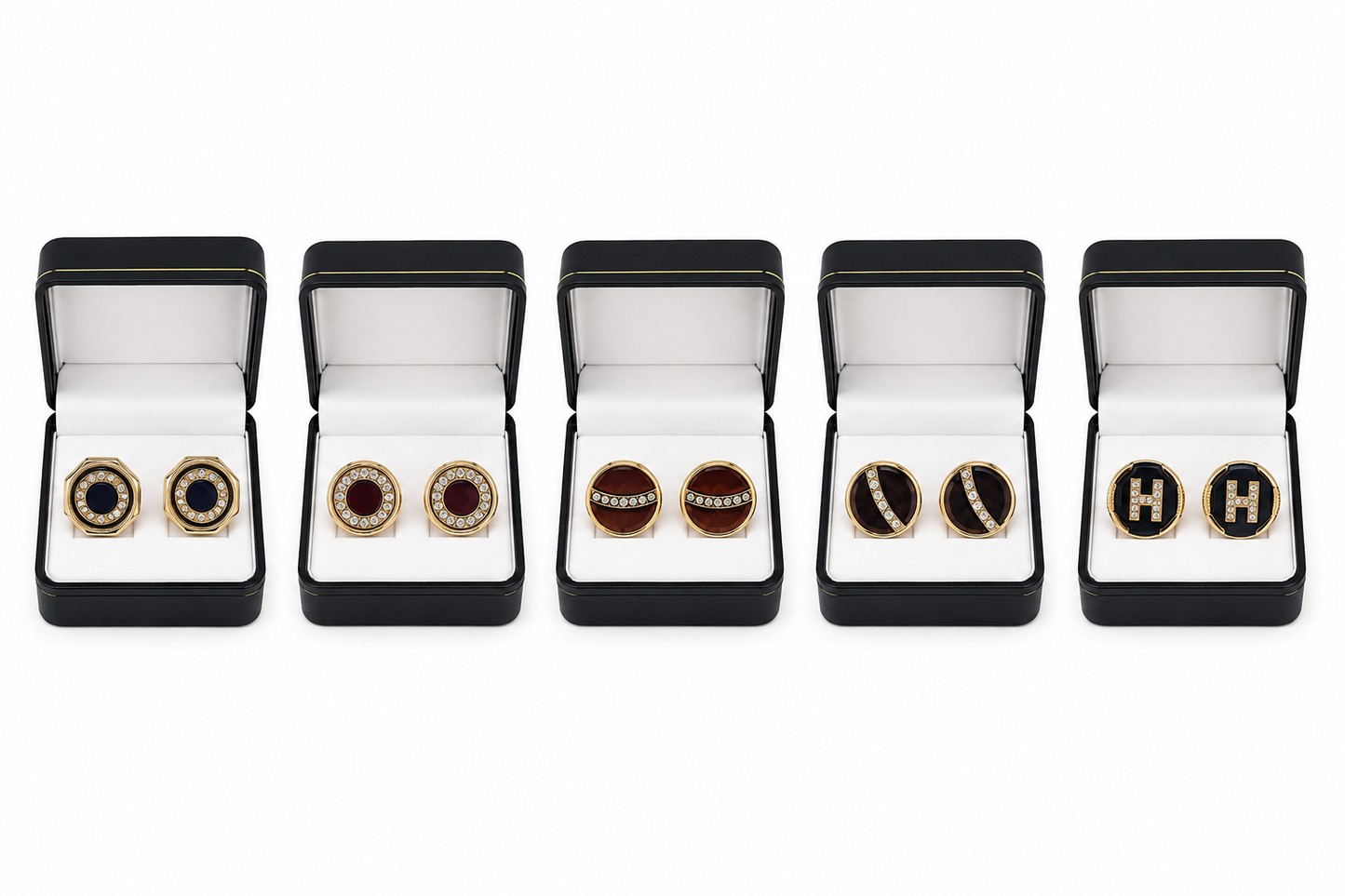 Pack of 5decambarage cufflink high quality fancy stone